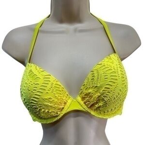 Aerie Padded Mesh Yellow Bikini Top